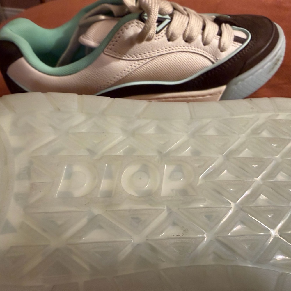 Dior White and Brown Sneakers with Mint Accents - Picture 6 of 11